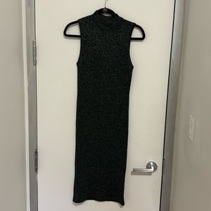 Forever 21 knit sparkly sleeveless high neck navy dress (Medium)